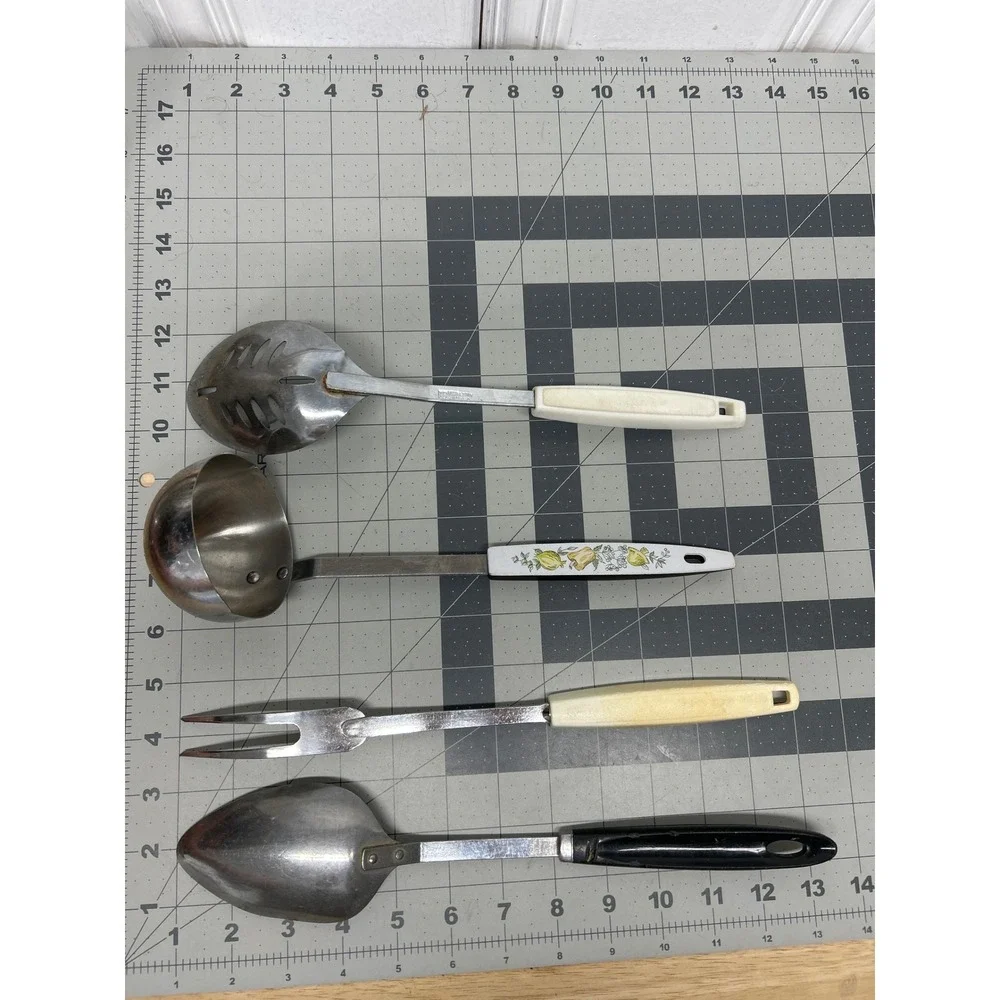 Vintage Kitchen Utensil Mixed Set Serving Tools 4pc Ecko Stainless Steel Korea
